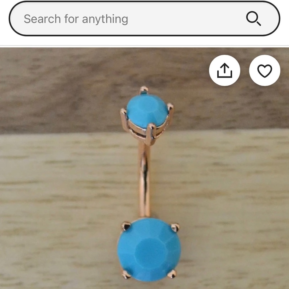 Turquoise and rose gold belly ring